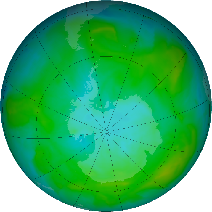 Antarctic ozone map for 26 December 2012